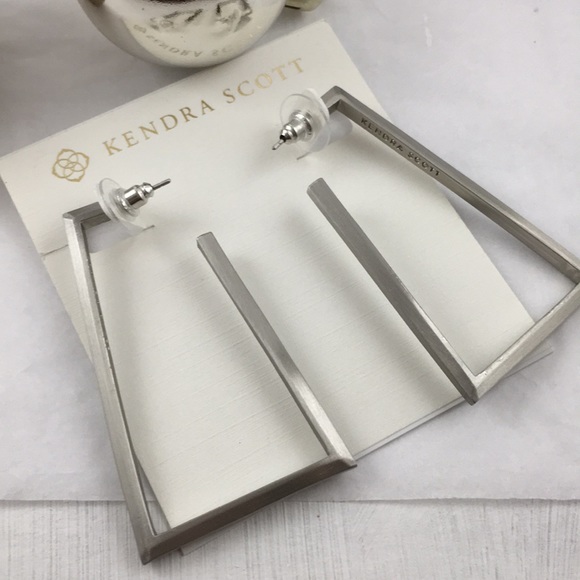 Kendra Scott Signed Easton Hoop Earrings Silver